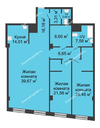 3 комнатная квартира 145,59 м² - ЖК Гранд Панорама