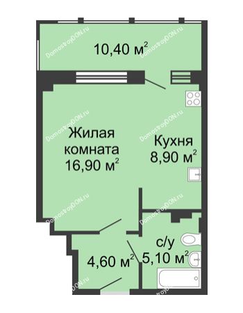 1 комнатная квартира 45,9 м² в ЖК Мега, дом № 118, секция 2