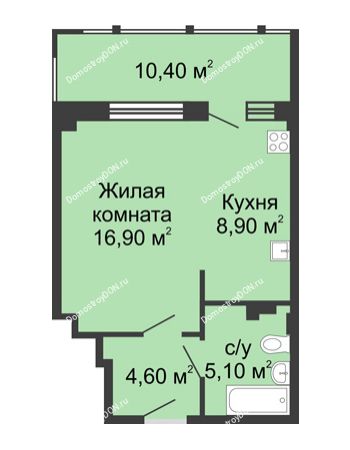 1 комнатная квартира 45,9 м² в ЖК Мега, дом № 2