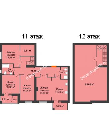 4 комнатная квартира 135,43 м² в ЖК Измаильский экоквартал, дом 1 этап