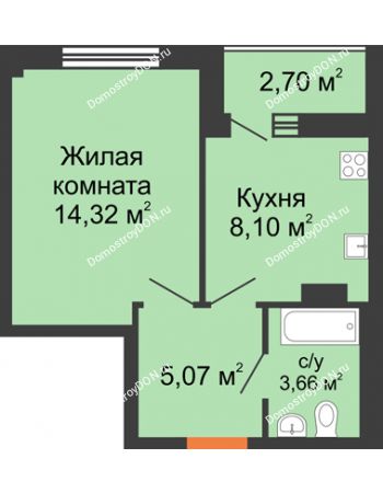 1 комнатная квартира 32,9 м² - ЖК Дом на 14-й Линии