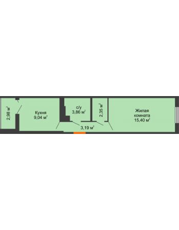 1 комнатная квартира 36,97 м² в ЖК Семейный парк, дом Литер 2