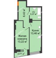 1 комнатная квартира 41,03 м² в ЖК Рубин, дом Литер 3 - планировка