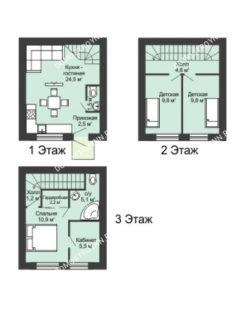 5 комнатная квартира 90 м² в КП Баден-Баден, дом № 13-1 (от 72 до 117 м2)