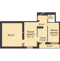 1 комнатная квартира 68,5 м² в ЖК GRAFF HOUSE (ЖК ГРАФ ХАУС), дом Секция 1А - планировка