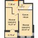 2 комнатная квартира 52,85 м² в ЖК Столичный, дом корпус А, блок-секция 1,2,3 - планировка