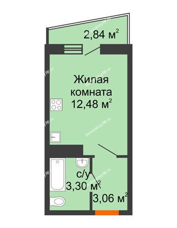 1 комнатная квартира 20,27 м² в ЖК Волна-1, дом 2 очередь (секция 4)