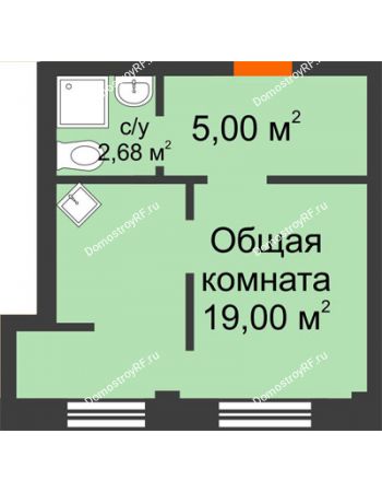 1 комнатная квартира 27,2 м² в Микрорайон Новая жизнь, дом позиция 19