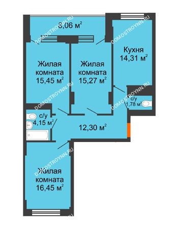 3 комнатная квартира 83,75 м² - ЖД Весна
