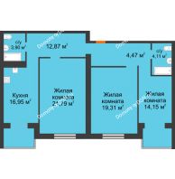3 комнатная квартира 97,55 м², ЖК Зеленый квартал 2 - планировка