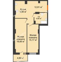 2 комнатная квартира 61,85 м² в ЖК Сердце Ростова 2, дом Литер 8 - планировка