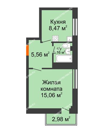 1 комнатная квартира 32,25 м² - ЖД Анкудиновский