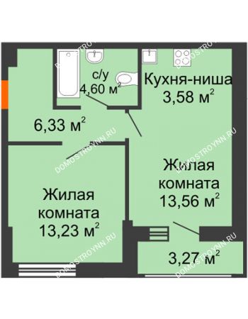 1 комнатная квартира 44,57 м² - ЖК Олимпийский