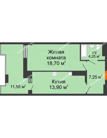 1 комнатная квартира 55,85 м² в ЖК Симфония, дом 3 этап