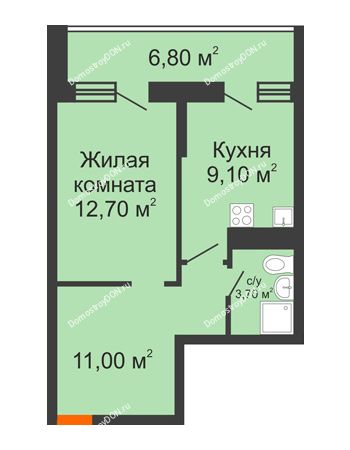 1 комнатная квартира 39,9 м² в ЖК Звезда Столицы, дом литер 6