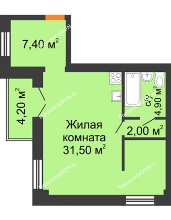 Студия 47,7 м² - ЖК Дом на 18-й Линии, 3