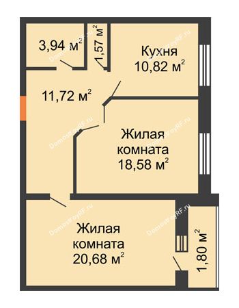 2 комнатная квартира 69,11 м² - ЖК Парк Металлургов