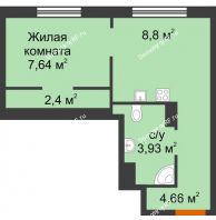1 комнатная квартира 27,43 м² в ЖК Сердце Сибири, дом Квартал Геологов, ГП-2 - планировка