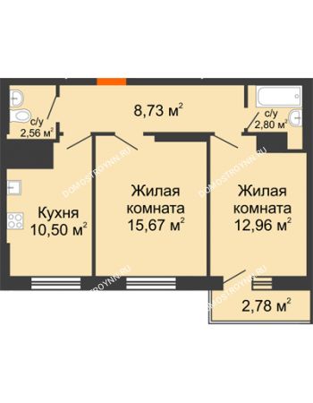 2 комнатная квартира 56 м² - ЖК Комарово