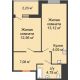 2 комнатная квартира 43,79 м² в ЖК Оникс, дом Литер 4 - планировка