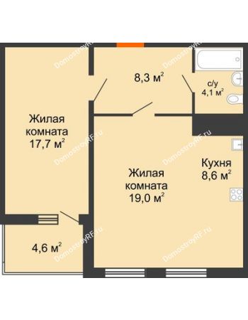 2 комнатная квартира 60 м² в ЖК Перемена, дом Литер 2