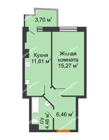 1 комнатная квартира 39,13 м² в ЖК Сердце Ростова 2, дом Литер 5