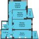 3 комнатная квартира 76,17 м² в ЖК Город у реки, дом Литер 8 - планировка