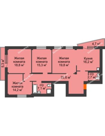 4 комнатная квартира 119,7 м² - ЖК КБС Дом на Ленина